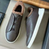 Зимние кожаные кеды ZEGNA Triple Stitch с мехом