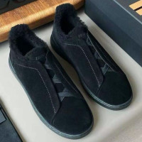 Зимние замшевые кеды Triple Stitch с мехом от ZEGNA