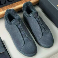 Зимние замшевые кеды Triple Stitch с мехом от ZEGNA