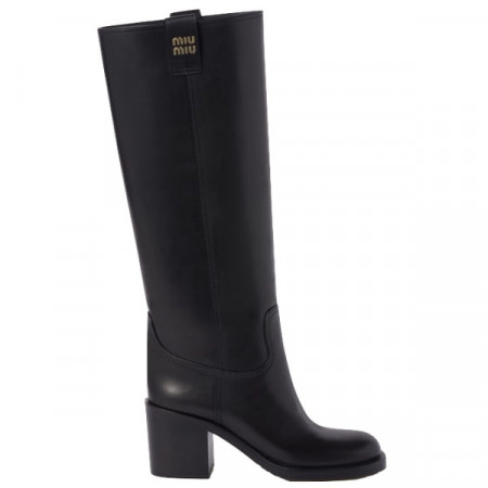 Высокие кожаные сапоги MIU MIU