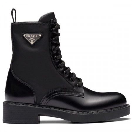 Ботинки PRADA Brushed Leather And Re Nylon