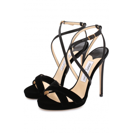 Бархатные босоножки Lola 120 на шпильке Jimmy Choo