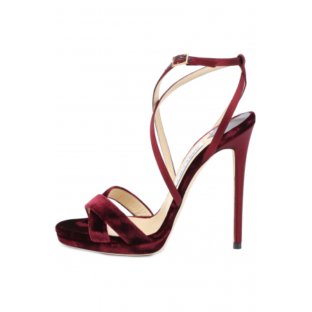 Бархатные босоножки Lola 120 на шпильке Jimmy Choo Бархатные босоножки Lola 120 на шпильке Jimmy Choo