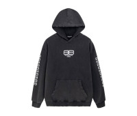 Мужской худи Balenciaga с капюшоном и логотипом Баленсиага черный