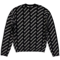 хлопковый джемпер Balenciaga с жаккардовым логотипом Баленсиага черный