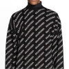хлопковый джемпер Balenciaga с жаккардовым логотипом Баленсиага черный