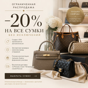 −20% на все сумки, ограниченная акция до 16 августа