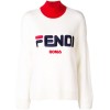 Свитер FENDI Белый с высоким красным воротником