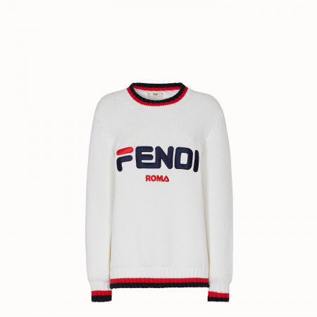 Свитер FENDI Фенди из хлопка белого цвета Свитер FENDI Фенди из хлопка белого цвета