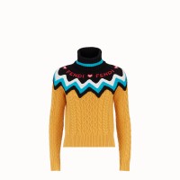 Свитер FENDI Фенди из разноцветного кашемира Желтый Свитер FENDI Фенди из разноцветного кашемира Желтый