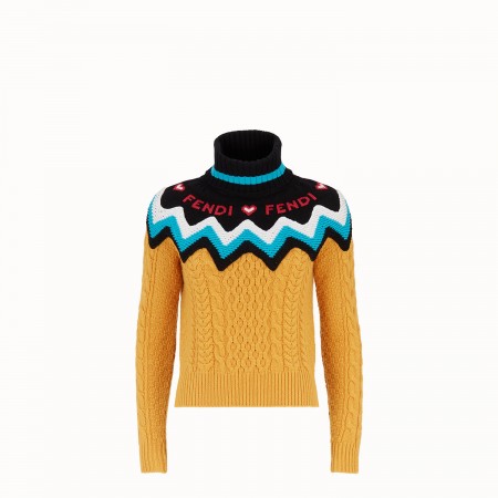 Свитер FENDI Фенди из разноцветного кашемира Желтый