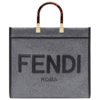 FENDI Сумка-шопер Фенди SUNSHINE MEDIUM из фланели Серая