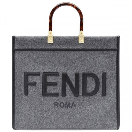 FENDI Сумка-шопер Фенди SUNSHINE MEDIUM из фланели Серая