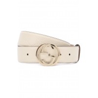 Кожаный ремень с тиснением Signature и фигурной пряжкой Gucci белый