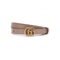Кожаный ремень с логотипом бренда на пряжке Gucci бежевый