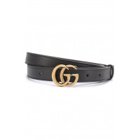 Кожаный ремень с логотипом бренда на пряжке Gucci черный