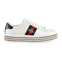 Кожаные Кеды Gucci Ace на декорированной подошве Белые Кожаные Кеды Gucci Ace на декорированной подошве Белые