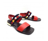 Кожаные сандалии Gucci Красные с Камнями Кожаные сандалии Gucci Красные с Камнями