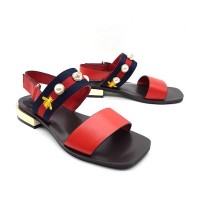 Кожаные сандалии Gucci Красные с Камнями Кожаные сандалии Gucci Красные с Камнями
