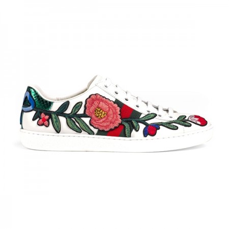Кожаные Кеды Gucci Ace Белые с Цветком Кожаные Кеды Gucci Ace Белые с Цветком