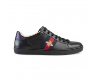 Кожаные Кеды Gucci Ace Черные с Пчелой Кожаные Кеды Gucci Ace Черные с Пчелой