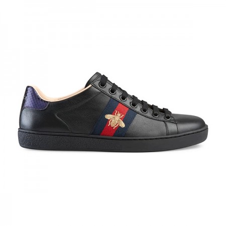 Кожаные Кеды Gucci Ace Черные с Пчелой Кожаные Кеды Gucci Ace Черные с Пчелой