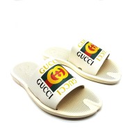 Кожаные шлепанцы Gucci с принтом Белые Кожаные шлепанцы Gucci с принтом Белые