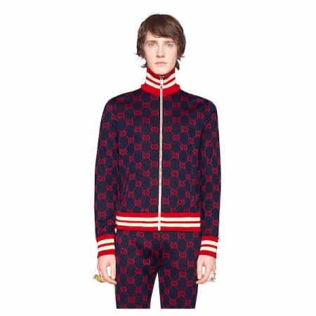 Мужской спортивный костюм Gucci на молнии с воротником-стойкой красный