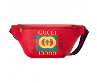 Gucci Сумка на пояс Print Leather Belt Bag от Гуччи Красная