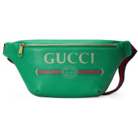 Gucci Сумка на пояс Print Leather Belt Bag от Гуччи Зеленая