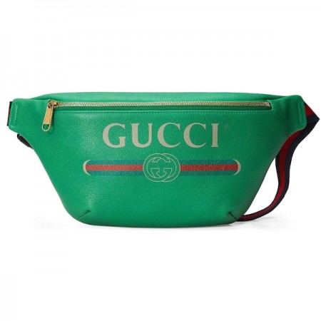 Gucci Сумка на пояс Print Leather Belt Bag от Гуччи Зеленая