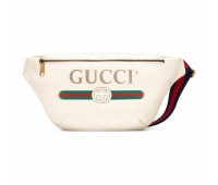 Gucci Сумка на пояс Print Leather Belt Bag от Гуччи Белая