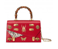 Сумка Gucci Ottilia с бамбуковой ручкой Красная