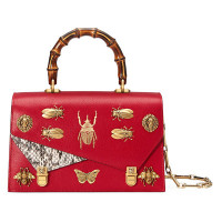 Сумка Gucci Ottilia с бамбуковой ручкой Красная