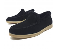 Замшевые лоферы Summer Walk с мехом LORO PIANA