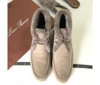 Мужские Замшевые ботинки Loro Piana Walk and Walk с мехом бежевые