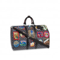 Louis Vuitton Сумка LV Keepall 55 Канва Damier Graphite с принтом и аппликациями