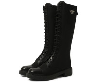 Комбинированные сапоги на шнуровке от PRADA