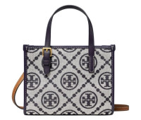 TORY BURCH Сумка-тоут mini T с Монограммой Тори темно синий