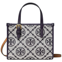 TORY BURCH Сумка-тоут mini T с Монограммой Тори темно синий