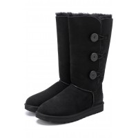 Замшевые черные сапоги UGG на пуговицах