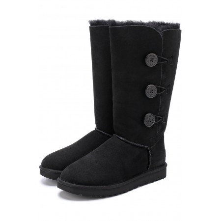 Замшевые черные сапоги UGG на пуговицах