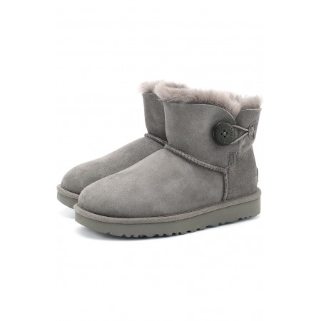 Замшевые сапоги Угги с пуговицей UGG серые
